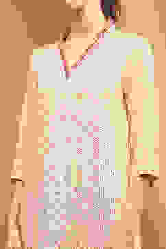 Cream-coloured Printed Regular Fit Straight Kurta image number 1