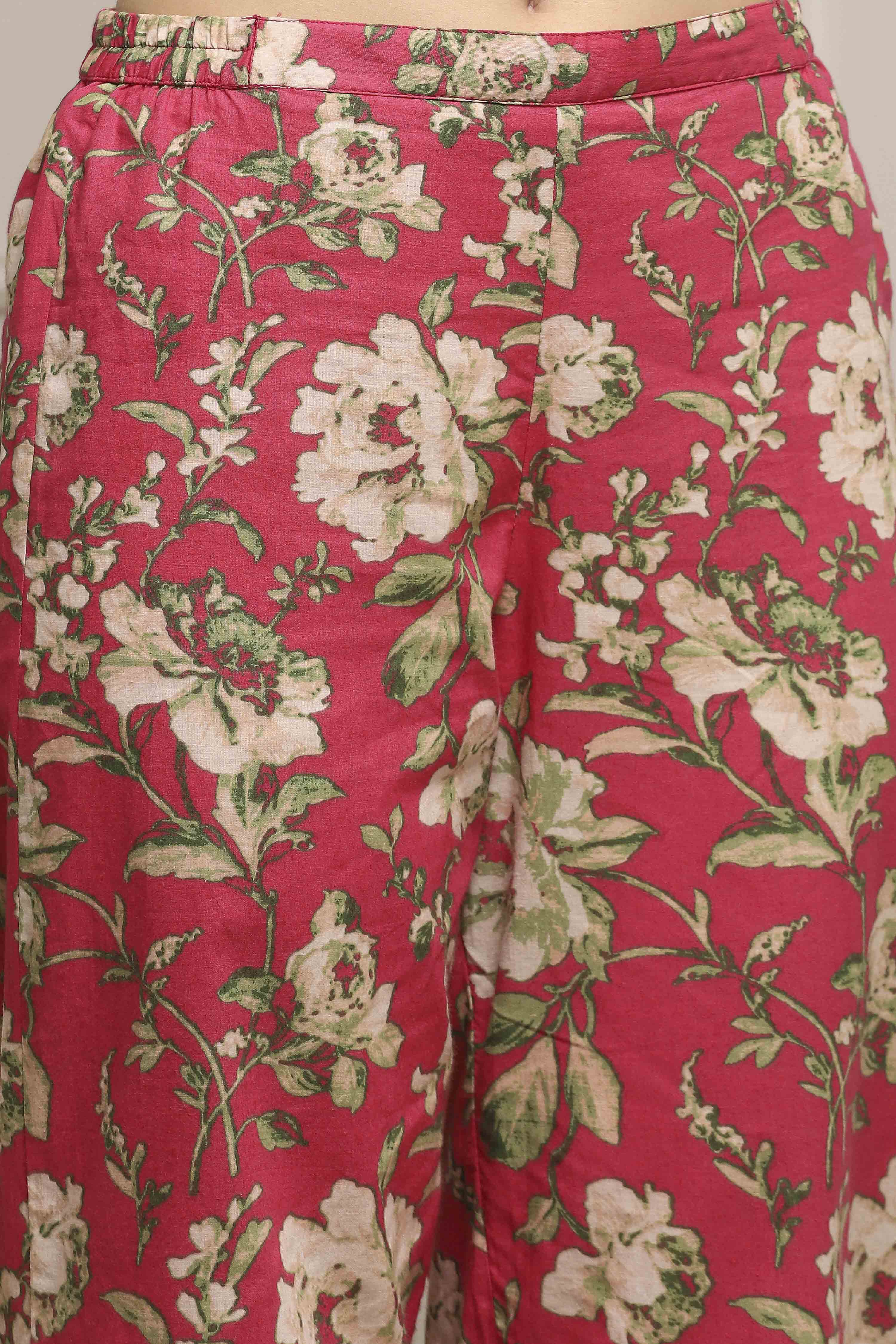Pink Cotton Floral Straight Co-ord Set image number 2