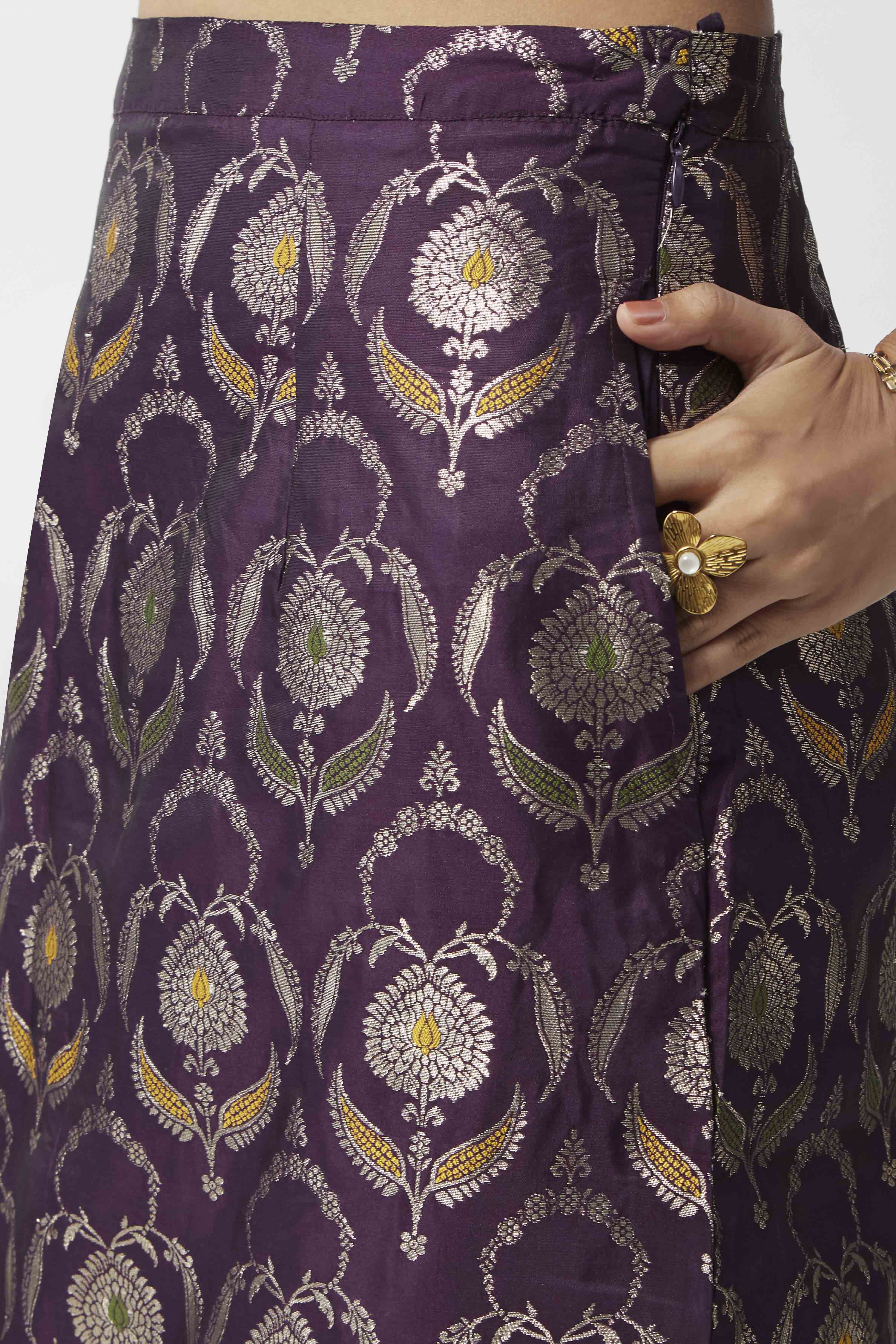Purple Polyester Yarndyed Skirt image number 1
