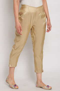 Gold Metallic Cotton Pants image number 3