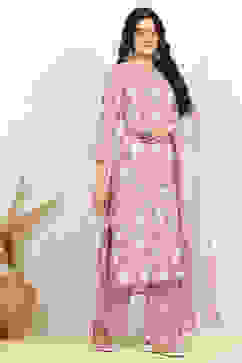 Purple Cotton Screen Print Unstitched Suit Set image number 6