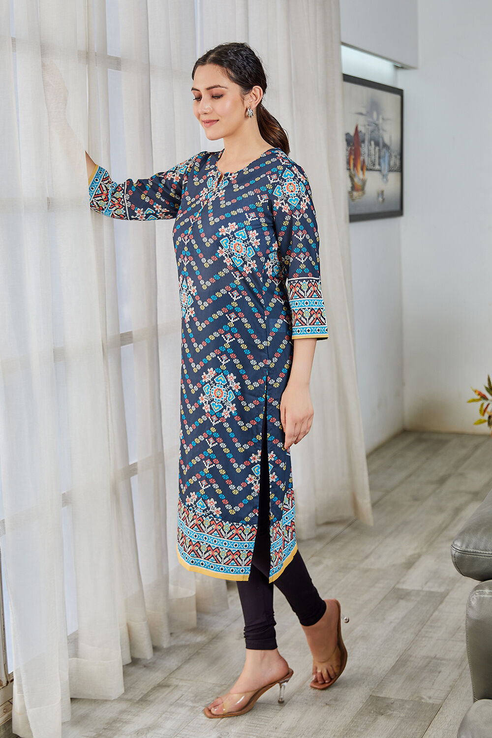 Rust Art Silk Flared 2 Piece Set image number 6