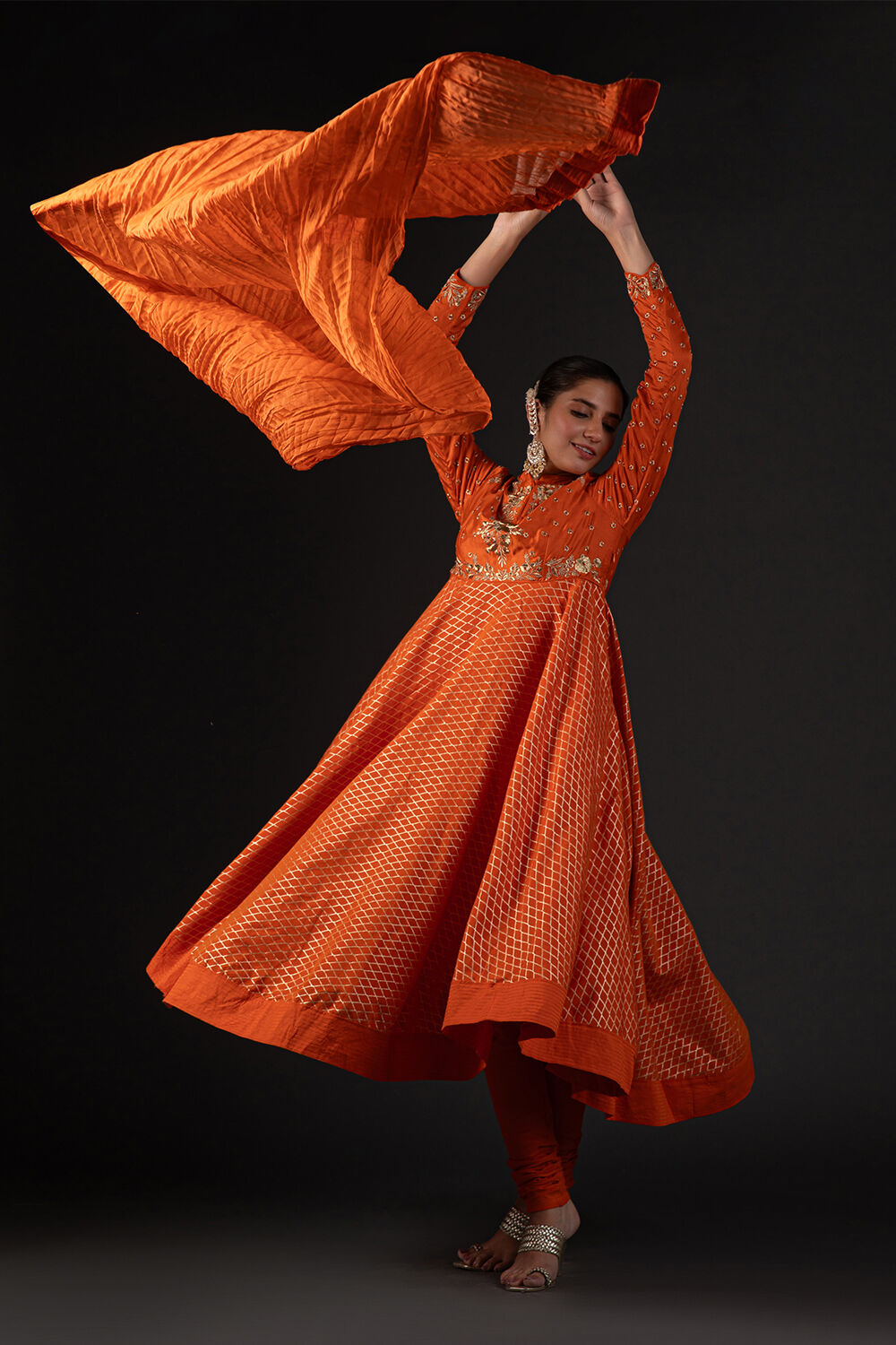 biba Orange Cotton Silk Anarkali Printed Suit SetOrange Cotton Silk Anarkali Printed Suit Set-picture-24