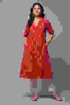 Pink Cotton Straight Yarndyed Kurta image number 1