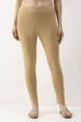 Maroon Cotton Lycra Solid Fitted Cropped Leggings image number 4