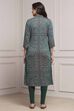 Emerald Green Cotton Blend Yarndyed Straight Kurta image number 3