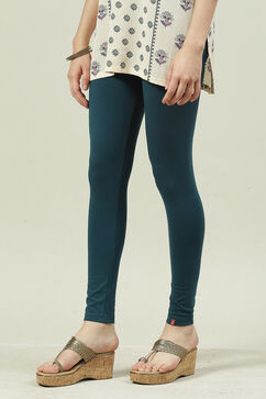 Deep Teal Solid Knitted Leggings image number 0