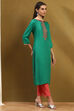 Green Straight Rayon Kurta image number 4