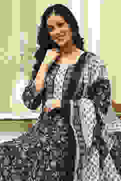 Assorted Cotton Hand Block Print Unstitched Suit Set image number 8