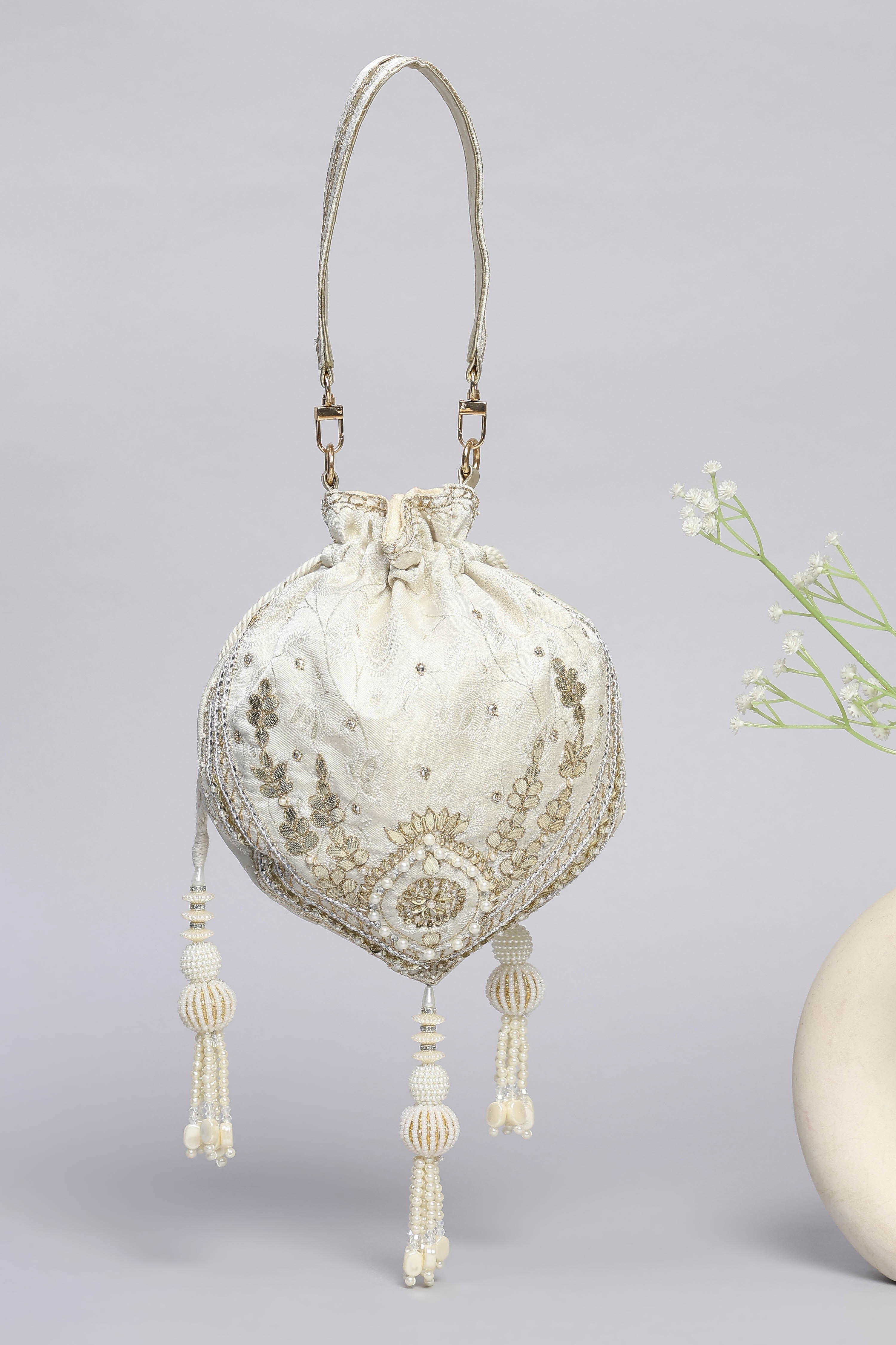 Ivory Polycotton Potli image number 2