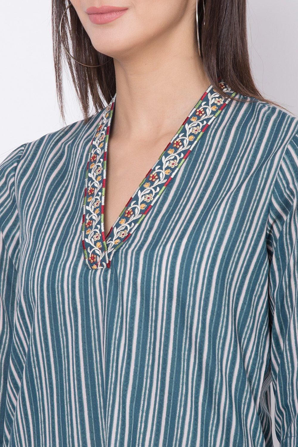 Blue Relaxed Kurta Palazzo Suit Set image number 1