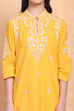Yellow Cotton Embroidered Straight Kurta Set image number 1