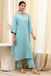 Dull Blue Solid A-Line Suit Set image number 5