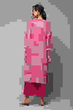 Deep Fuchsia LIVA Straight Printed Kurta image number 5