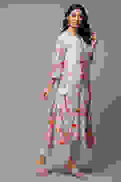 Ecru Rayon Straight Printed Kurta image number 4