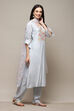 Light Blue Chanderi Blend Printed Unstitched Suit Set image number 7