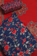 Blue Viscose Muslin Screen Print Unstitched Suit Set image number 1