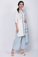 Off White Cotton Straight Kurta Palazzo Suit Set image number 3
