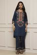 Blue Cotton Straight Printed Kurta Pants Set