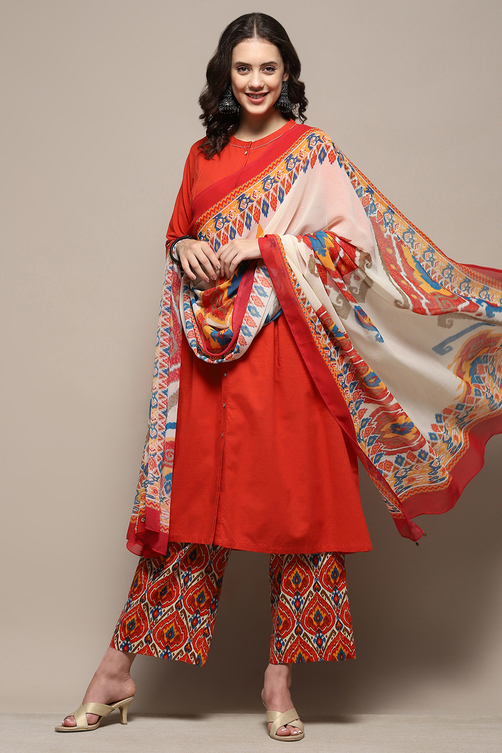 biba orange dress Buy Rust Orange Ethnic Motif Printed Midi Dress Online at Biba India