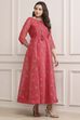 Pink Cotton Blend Flared Printed Dress image number 0