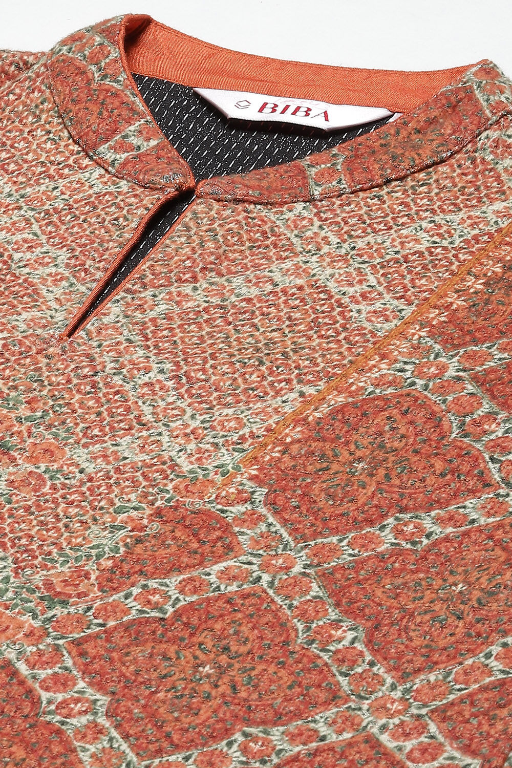 Orange Acrylic Straight Printed Kurta image number 1