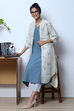 Blue Cotton Open Front Kurta