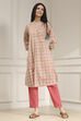 Blue Cotton Printed A-Line Kurta image number 5
