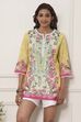 Yellow Cotton Printed Straight Short Kurta image number 5