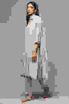 Blue Viscose Straight Kurta Pants Suit Set image number 5