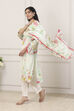 White Cotton Floral Printed Straight Suit Set image number 0