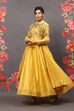 Mustard Cotton Blend Anarkali Kurta Suit Set image number 5