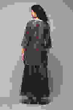 Teal Cotton Straight Kurta Sharara Suit Set image number 5