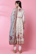 Ecru Cotton Anarkali Kurta Churidar Suit Set image number 6