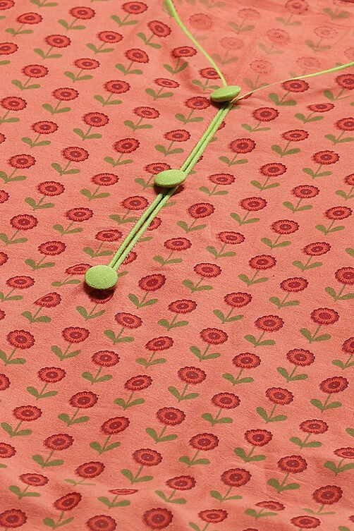Pink Cotton Unstitched Suit Set image number 1