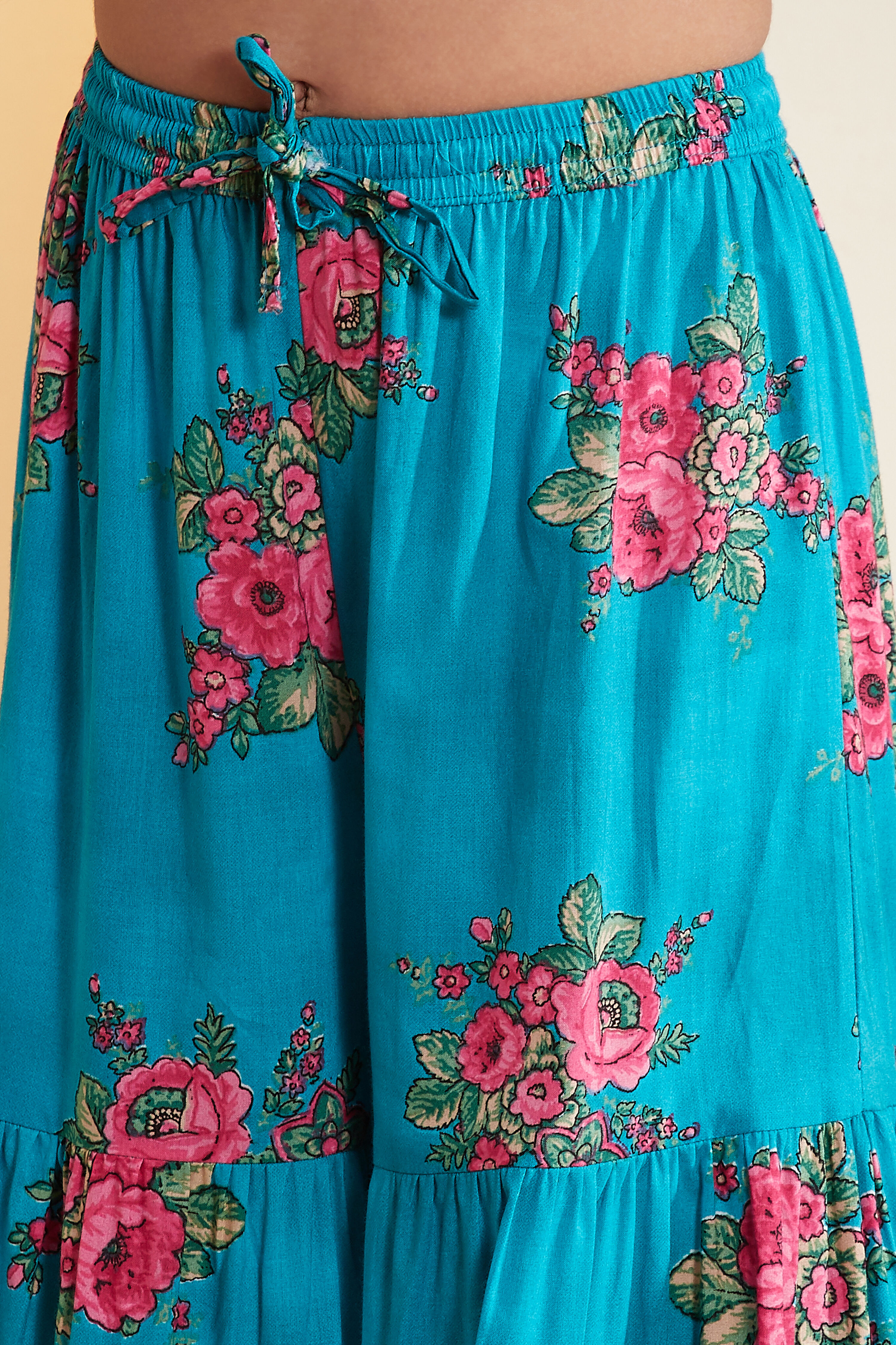 Blue Cotton Peplum Suit Set image number 2