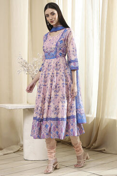 Blue Cotton Fitted Suit Set image number 3