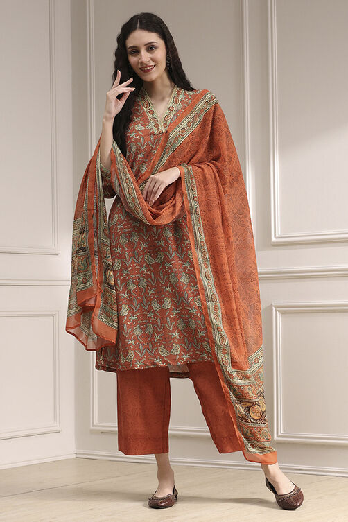 Blue Printed Straight Suit Set image number 6