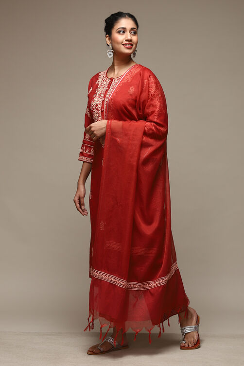 Black Cotton Straight Kurta Palazzo Suit Set image number 5