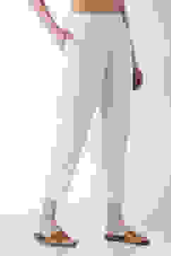 White Cotton Slim Pants image number 3