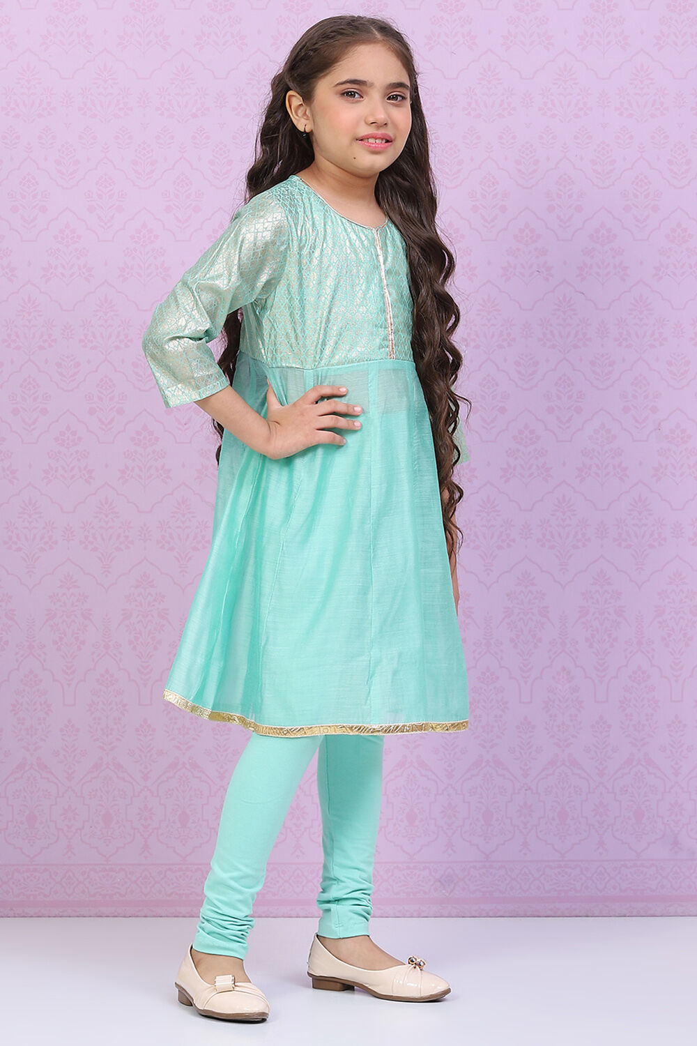 Blue Art Silk Straight Printed Kurta Set image number 5