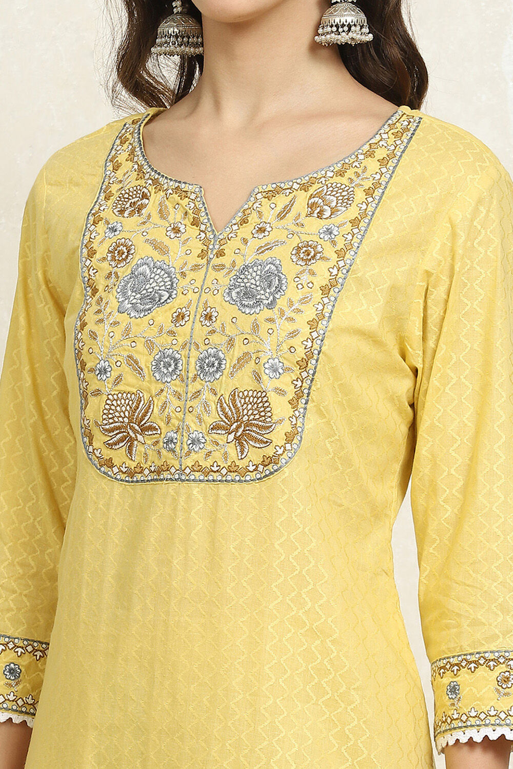 Blue Cotton Handloom Unstitched Suit Set image number 2