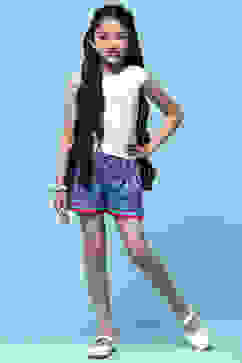 Blue Mosaic Printed Cotton Shorts image number 0