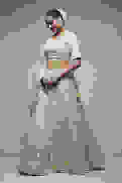 Beige Nylon Lehenga Set image number 3