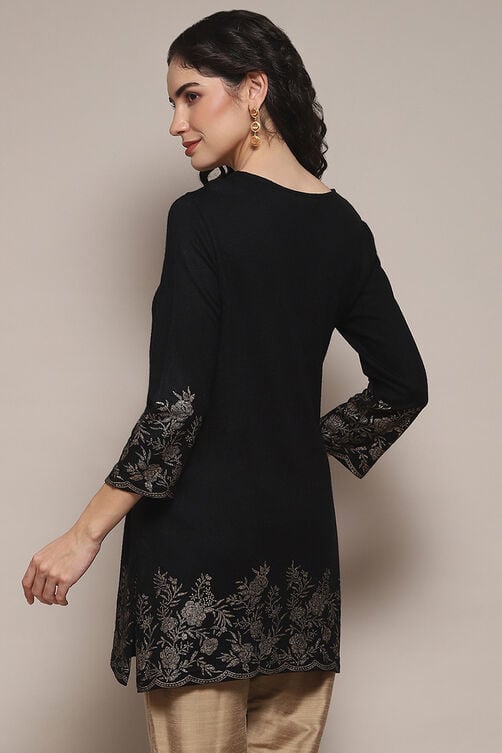 Black Daffodil Straight Printed Kurti image number 5