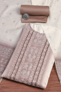 Brown and Off-White Chanderi Woven Unstitched Suit Set image number 0