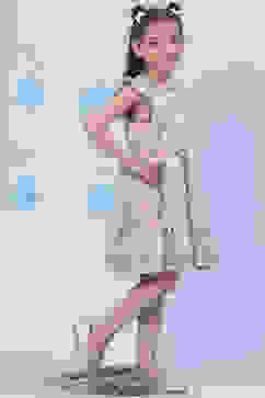 Peach Cotton Flared Printed Dress image number 3