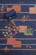 Navy Blue Chanderi Printed Unstitched Suit Set image number 3