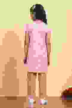 Peach Cotton Straight Printed Kurta Pants Set image number 4