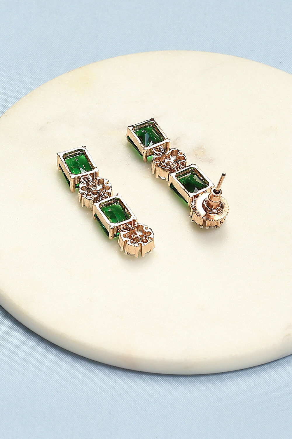 Green Brass Earrings image number 2